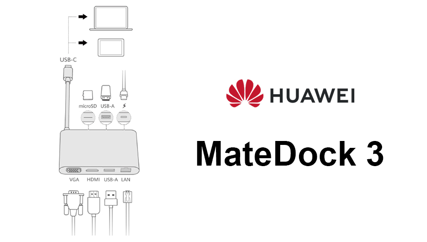 HUAWEI MateDock 3 CD 12, 7 Port, White - eXtra Saudi