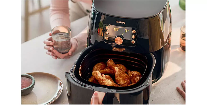 Philips Premium AirFryer XXL, 1.4Kg/7.3L, 2050-2225W, Black with Copper -  eXtra Saudi